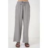 Kadın Geniş Paça Keten Pantolon 6735 - Gri