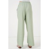 Kadın Geniş Paça Keten Pantolon 6735 - E.Yeşil