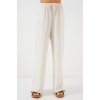 Kadın Yüksek Bel Bol Paça Pantolon - Krem