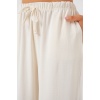 Kadın Yüksek Bel Bol Paça Pantolon - Krem