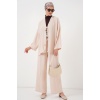 Kadın Ayrobin Kimono Pantolon İkili Takım 6739 - Krem
