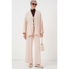 Kadın Ayrobin Kimono Pantolon İkili Takım 6739 - Krem