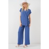 Kadın Kısa Kol Bağcıklı Ayrobin İkili Takım 6741 - İndigo
