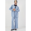 Kadın Önü Bağcıklı Tunik Pantolon İkili Takım 6744 - Mavi