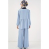 Kadın Önü Bağcıklı Tunik Pantolon İkili Takım 6744 - Mavi