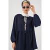 Kadın Önü Bağcıklı Tunik Pantolon İkili Takım 6744 - Lacivert