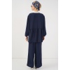Kadın Önü Bağcıklı Tunik Pantolon İkili Takım 6744 - Lacivert