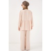 Kadın Önü Bağcıklı Tunik Pantolon İkili Takım 6744 - Krem