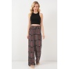 Kadın Desenli Viskon Pantolon 6749 - Siyah