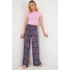 Kadın Desenli Viskon Pantolon 6749 - Lacivert