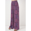 Kadın Desenli Viskon Pantolon 6749 - Mor