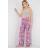 Kadın Desenli Viskon Pantolon 6749 - Fuşya