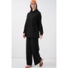 Kadın Bağcıklı Tunik Pantolon İkili Takım 6752 - Siyah