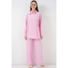 Kadın Bağcıklı Tunik Pantolon İkili Takım 6752 - Pudra