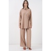 Kadın Bağcıklı Tunik Pantolon İkili Takım 6752 - Bej