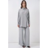 Kadın Bağcıklı Tunik Pantolon İkili Takım 6752 - Gri
