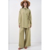 Kadın Bağcıklı Tunik Pantolon İkili Takım 6752 - E.Yeşil