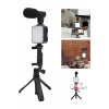 Tripod Telefon Tutucu Kumandalı Mikrofon Led Işık Vlog Video Kayıt