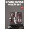 12 Parça Paslanmaz Çelik Kompakt ve Taşınabilir Manikür Makası Tırnak Makası