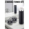 Paslanmaz Çelik 3’lü Termos Seti Vakumlu ve 8 Saat Isı Koruma