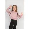 Üç İplik Şardonlu Omuz Detaylı Kız Çocuk Günlük Crop Sweatshirt