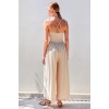 7029 Bol Paça Askılı Tulum - Bej