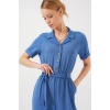 Kadın Kısa Kol Ayrobin Tulum 7030 - İndigo