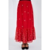 Kadın Kırmızı Desenli Şifon Etek 8010