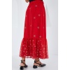 Kadın Kırmızı Desenli Şifon Etek 8010