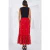 Kadın Kırmızı Desenli Şifon Etek 8010