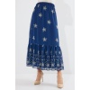 Kadın Lacivert Desenli Şifon Etek 8010