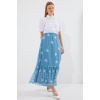 8010 Desenli Şifon Etek - İndigo