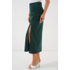 8033 Sandy Yırtmaçlı Etek - Zümrüt Yeşili