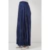 Kadın Uzun Kırışık Parlak Etek 8034 - D.Lacivert