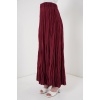 Kadın Uzun Kırışık Etek 8042 - Bordo