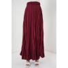 Kadın Uzun Kırışık Etek 8042 - Bordo