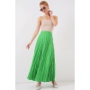 Kadın Uzun Kırışık Etek 8042 - Yeşil