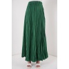 Kadın Uzun Kırışık Etek 8042 - Zümrüt Yeşili