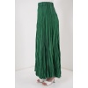 Kadın Uzun Kırışık Etek 8042 - Zümrüt Yeşili