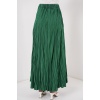 Kadın Uzun Kırışık Etek 8042 - Zümrüt Yeşili