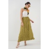 Kadın Uzun Kırışık Etek 8042 - E.Yeşil