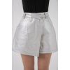 Kadın Parlak Şort Etek 8044 - Gümüş