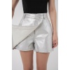 Kadın Parlak Şort Etek 8044 - Gümüş