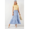 Kadın Ayrobin Uzun Etek 8048 - Mavi