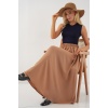 Kadın Uzun Ayrobin Etek 8050 - Camel