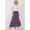 Kadın Desenli Uzun Etek 8053 - Mor