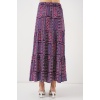 Kadın Desenli Uzun Etek 8053 - Mor