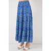 Kadın Desenli Uzun Etek 8053 - Saks