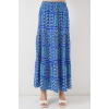 Kadın Desenli Uzun Etek 8053 - Saks