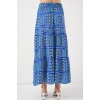 Kadın Desenli Uzun Etek 8053 - Saks